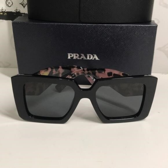 New Authentic Prada SPR23Y Symbole Square Sunglasses – Black & Pink - Picture 3 of 13
